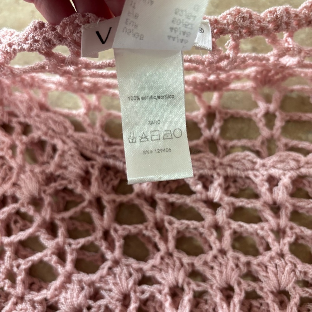 Venus Pink Boho Hippy Crochet Bathing Suit Cover Up Size L - Picture 5 of 5